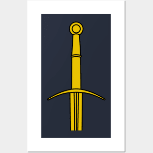 Hand and a Half Sword Garnish / Bastard Sword (Gold) Posters and Art